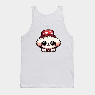 Cute Kawaii Valentine's Puppy with Love hearts Hat Tank Top